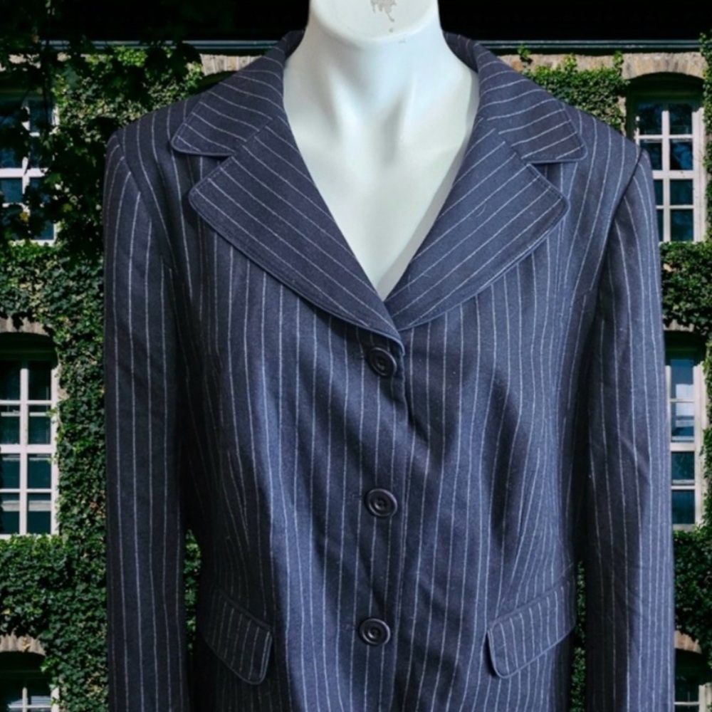 Boden Striped Navy Blazer Wool Blend